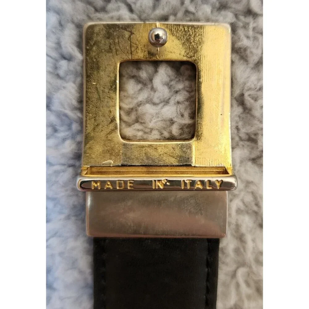Vintage YSL Yves Saint Laurent Black‎ & Brown Reversible Leather Belt 37